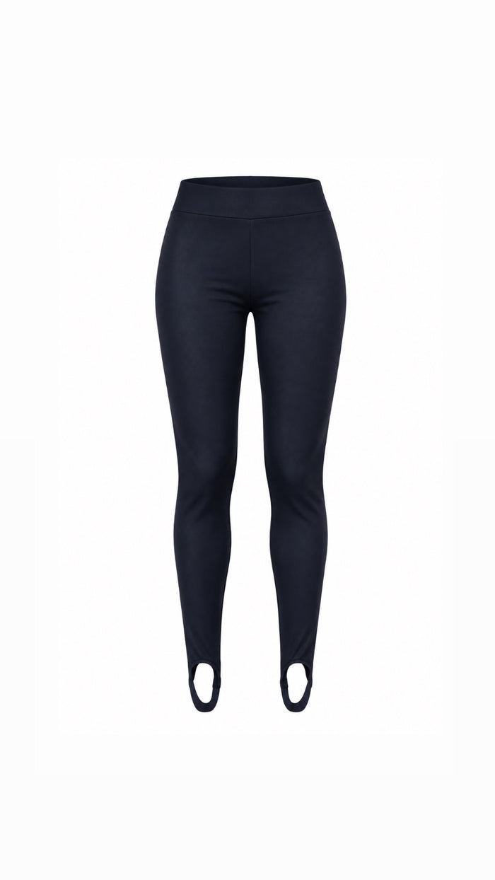 Stirrup leggings with foot cutouts