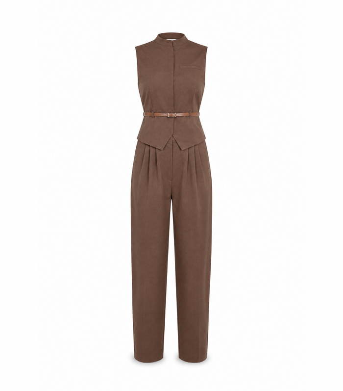 Zippered vest pant set
