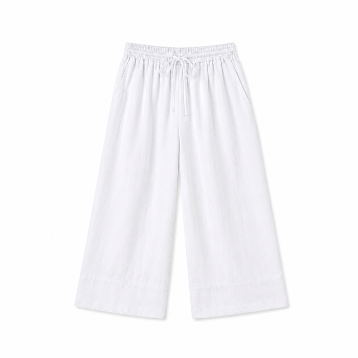 Linen wide-leg drawstring pants