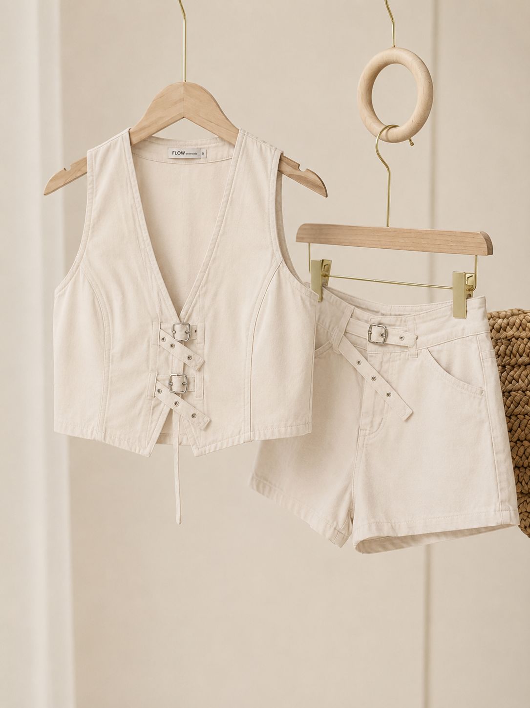 Denim shorts set