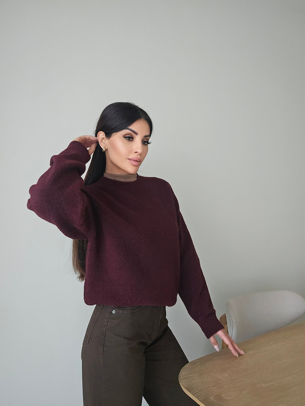 crewneck soft knit sweater