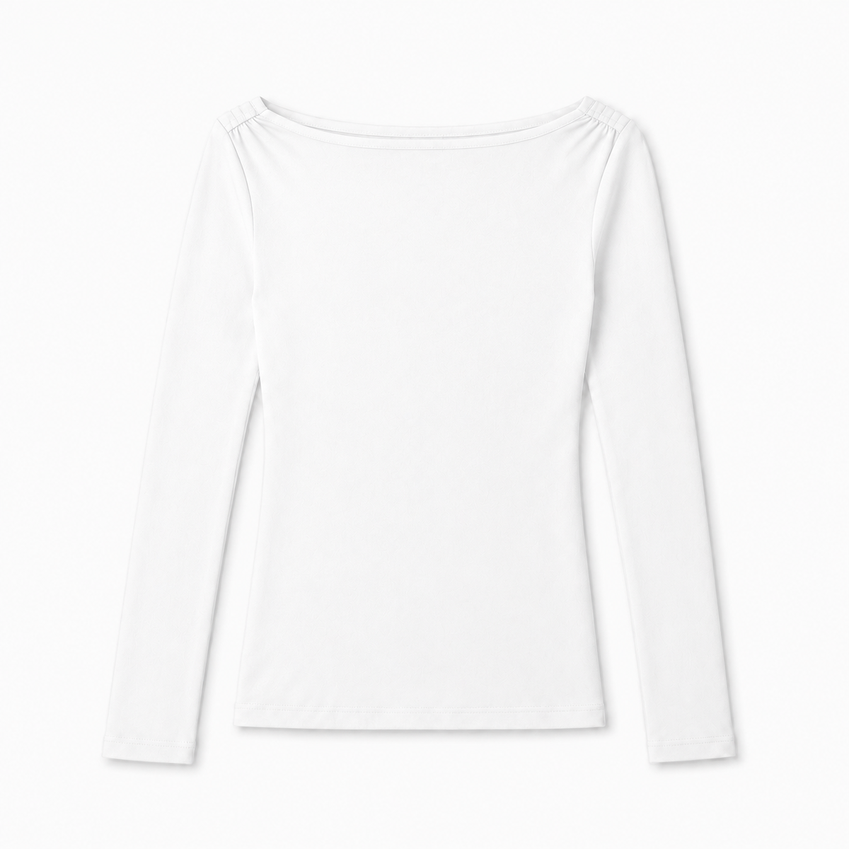 Long-sleeve boatneck basic cotton top