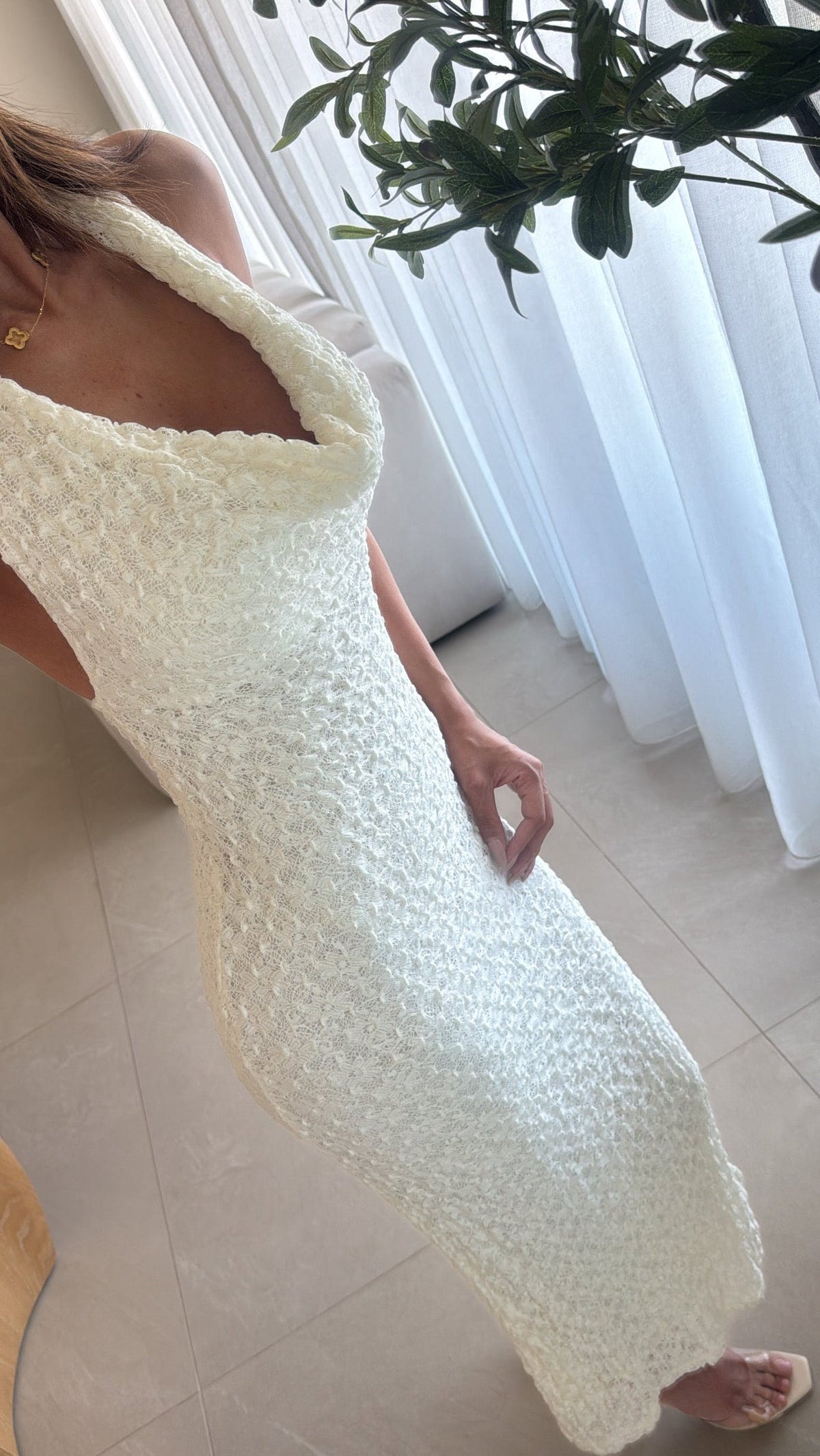 Halter cowl-neck maxi dress