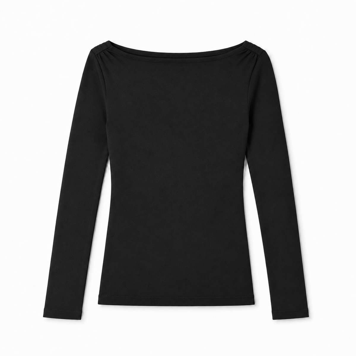Long-sleeve boatneck basic cotton top