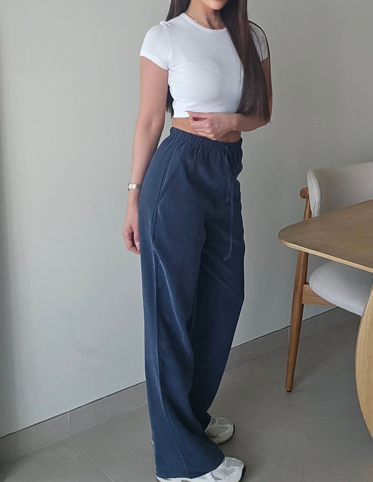 Navy blue tencel pants