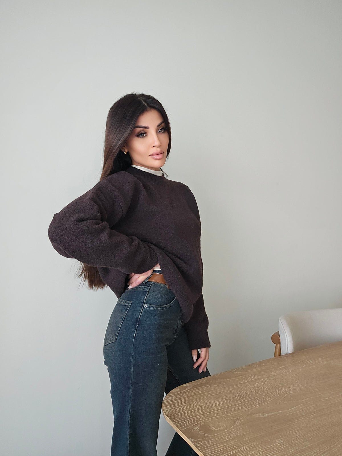 crewneck soft knit sweater