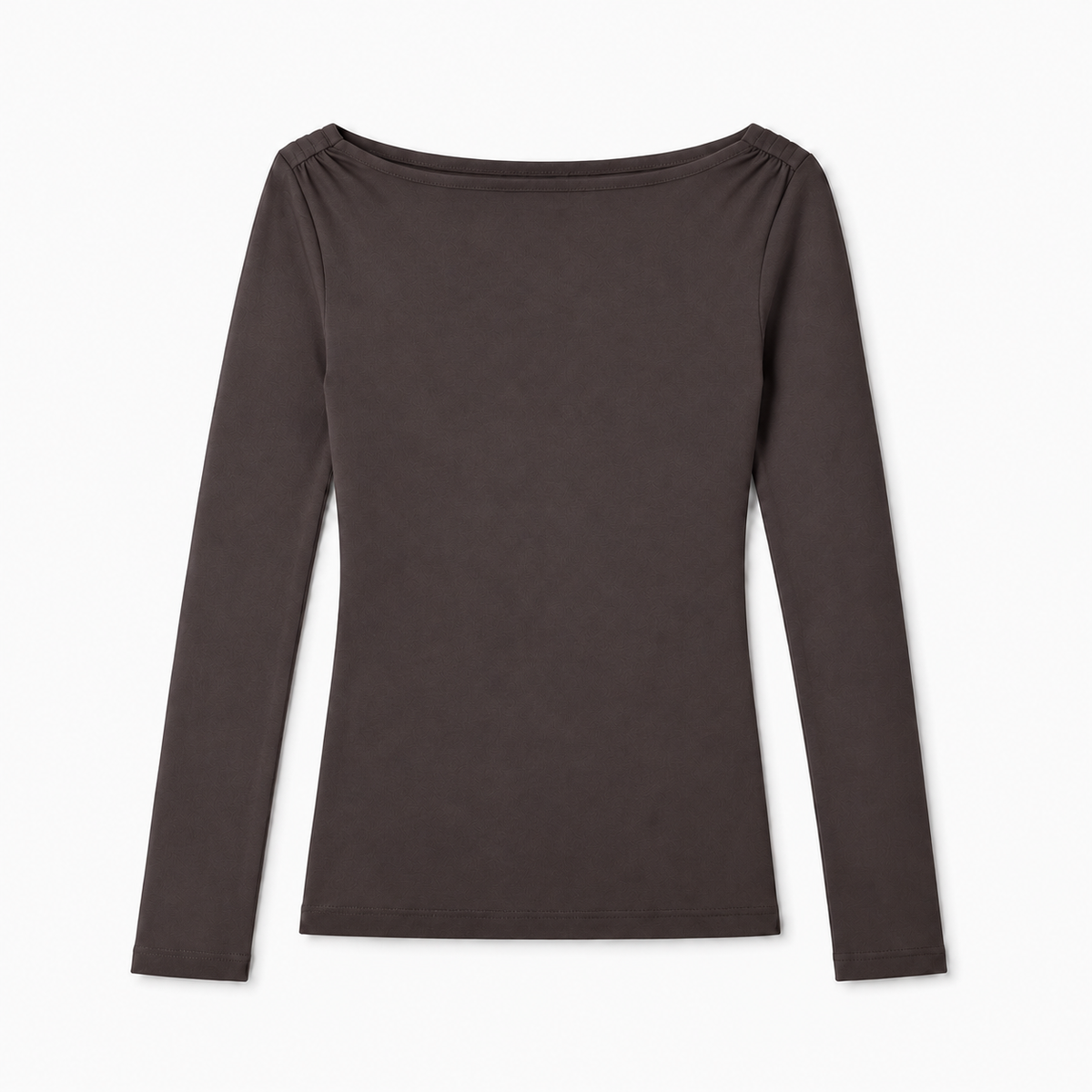 Long-sleeve boatneck basic cotton top