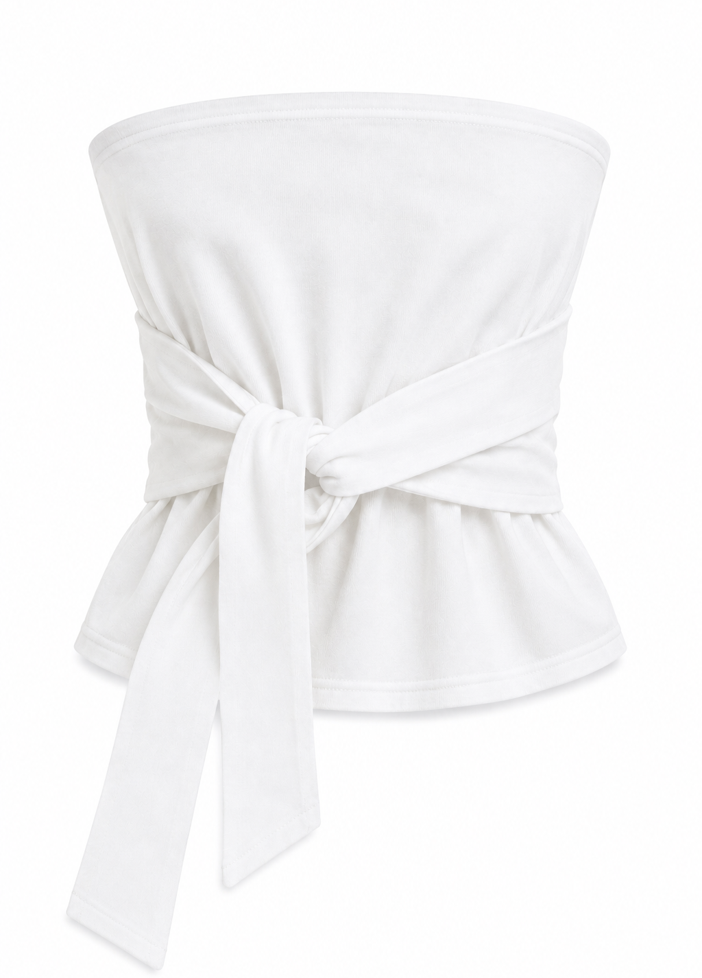 Strapless tie-front peplum cotton tube top