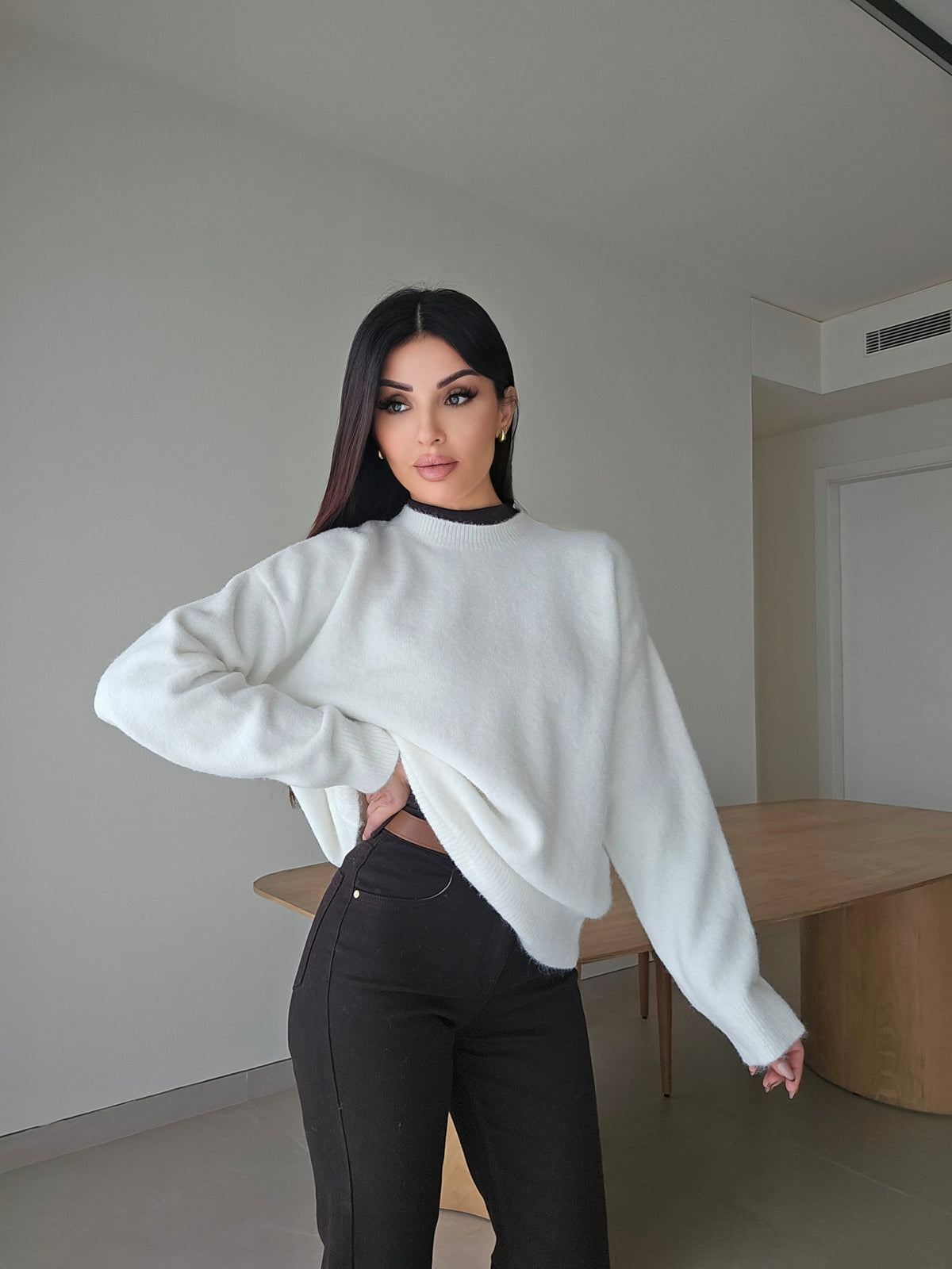 crewneck soft knit sweater