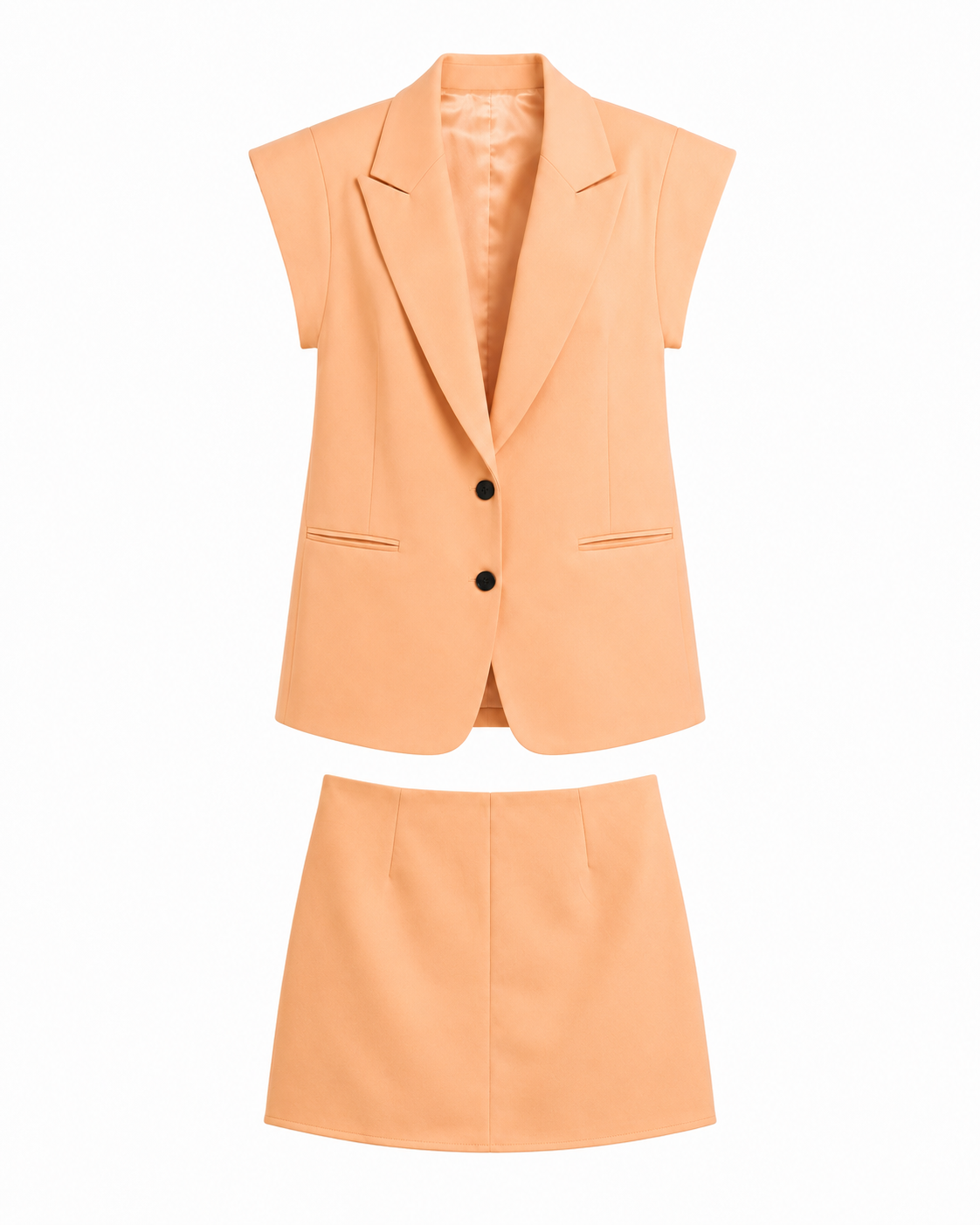 Short-sleeve blazer and mini skirt suiting set