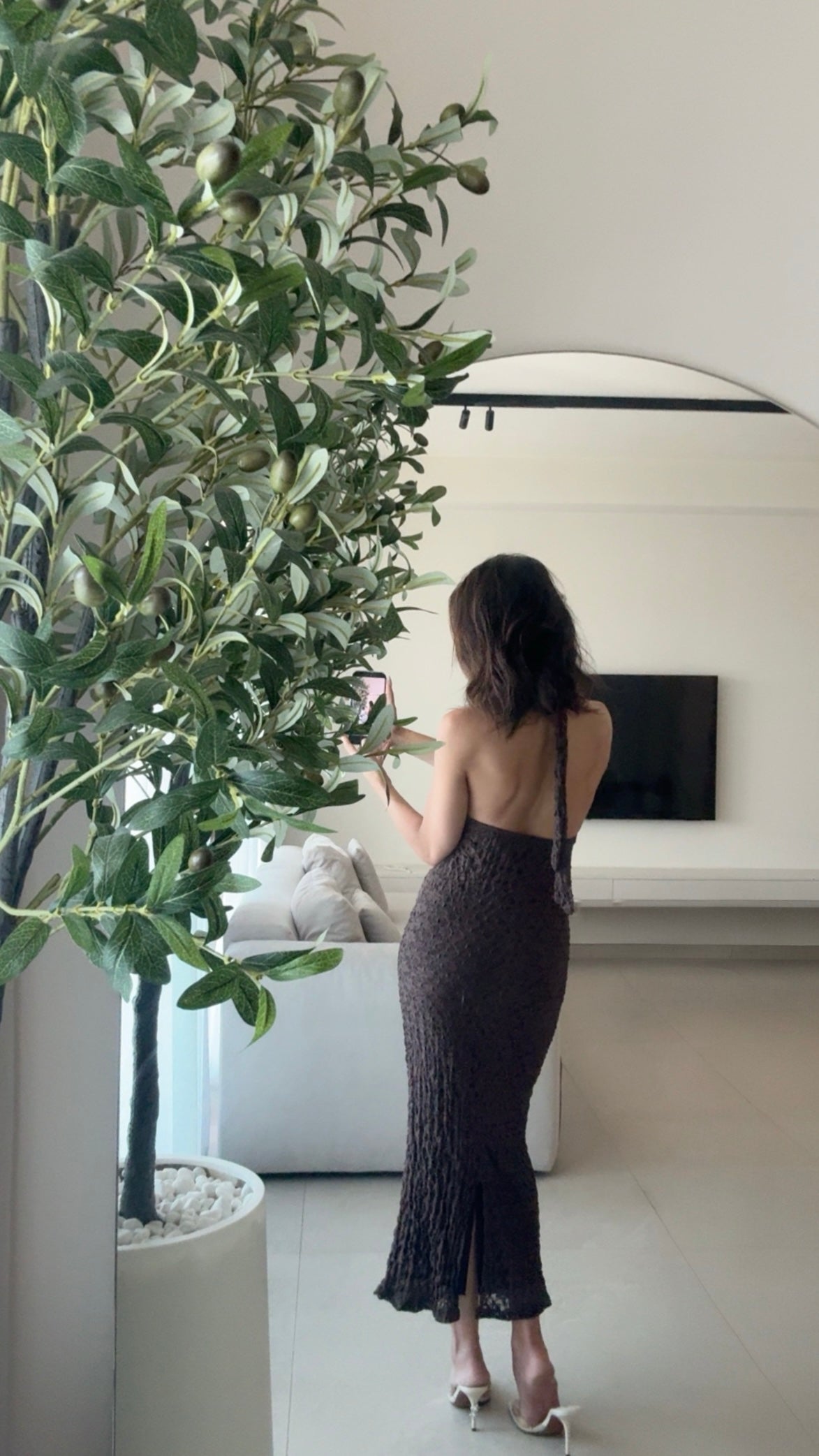 Halter cowl-neck maxi dress