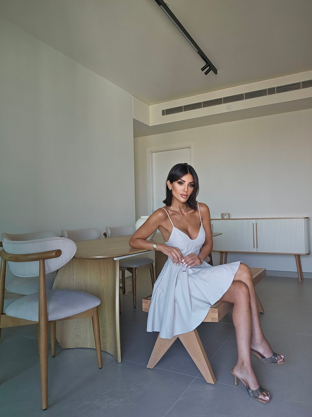 Pleated cami mini dress