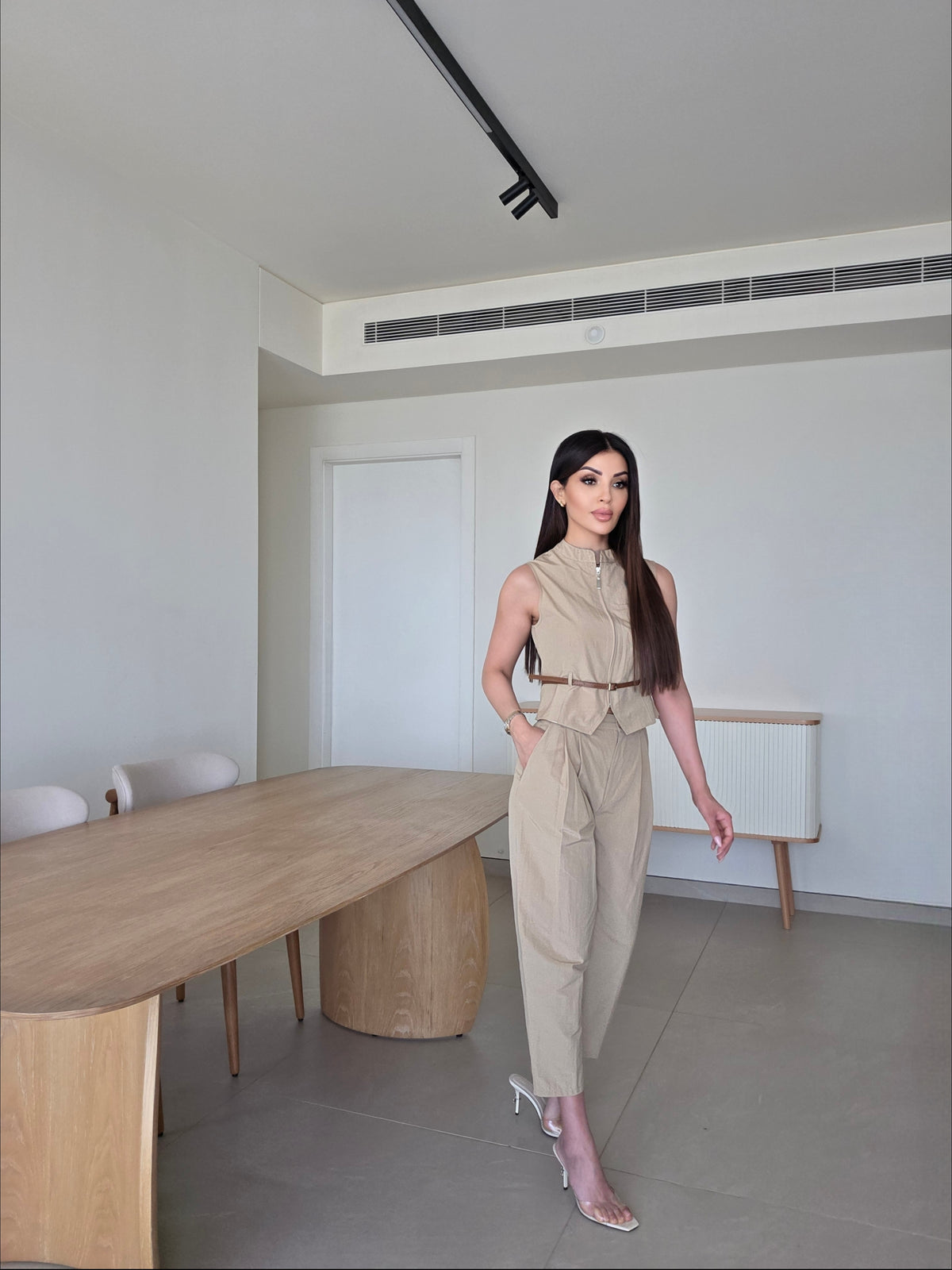 Zippered vest pant set