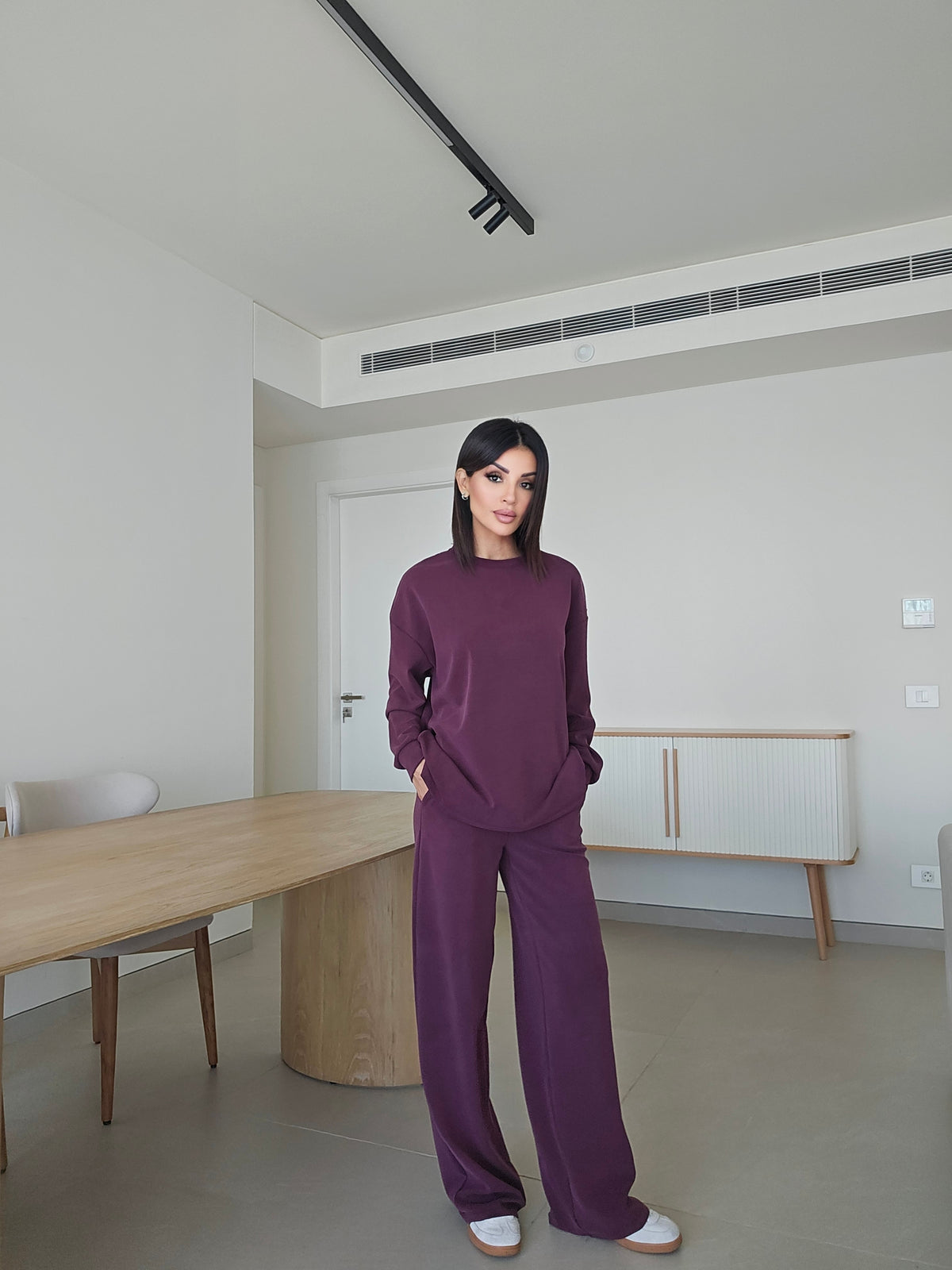 Oversized crewneck sweatshirt and wide-leg jogger co-ord set