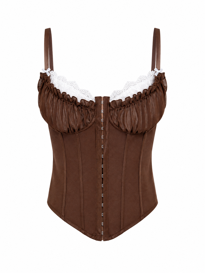 Ruffle lace buckle corset top