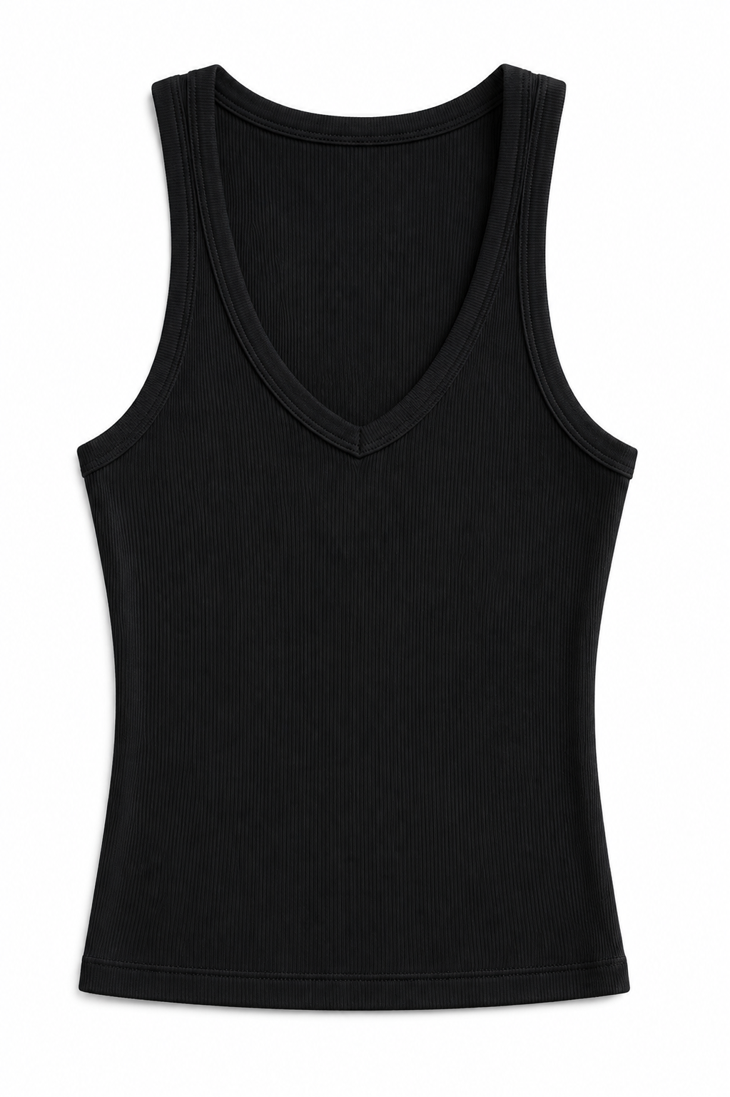 Cotton ribbed v-neck tank top