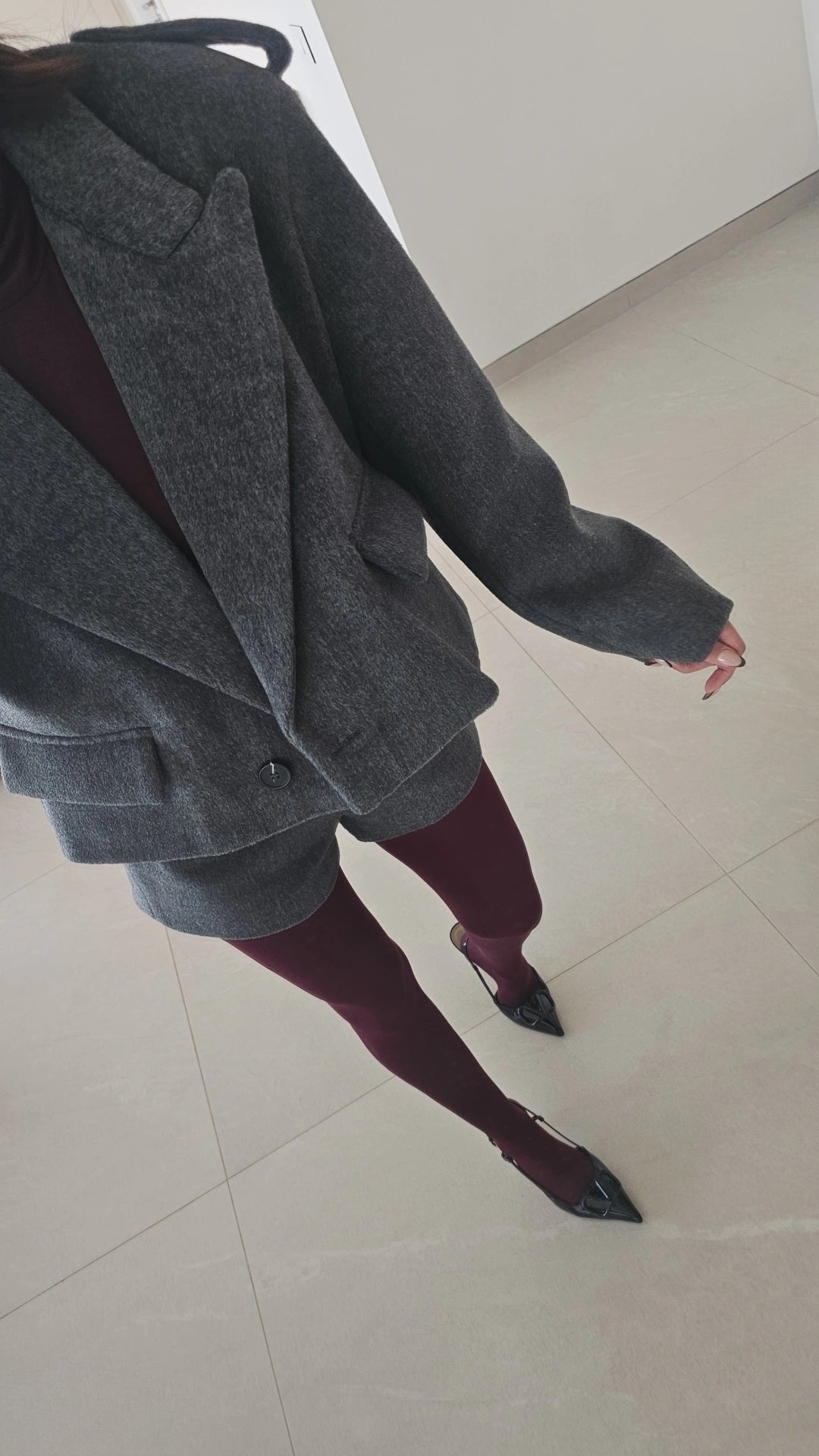 Tailored cropped oversized blazer and shorts wool co-ord set