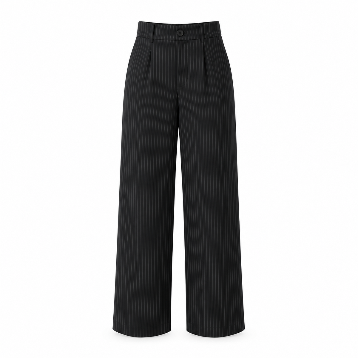 Khaki mid waist pinstripe wide-leg trousers