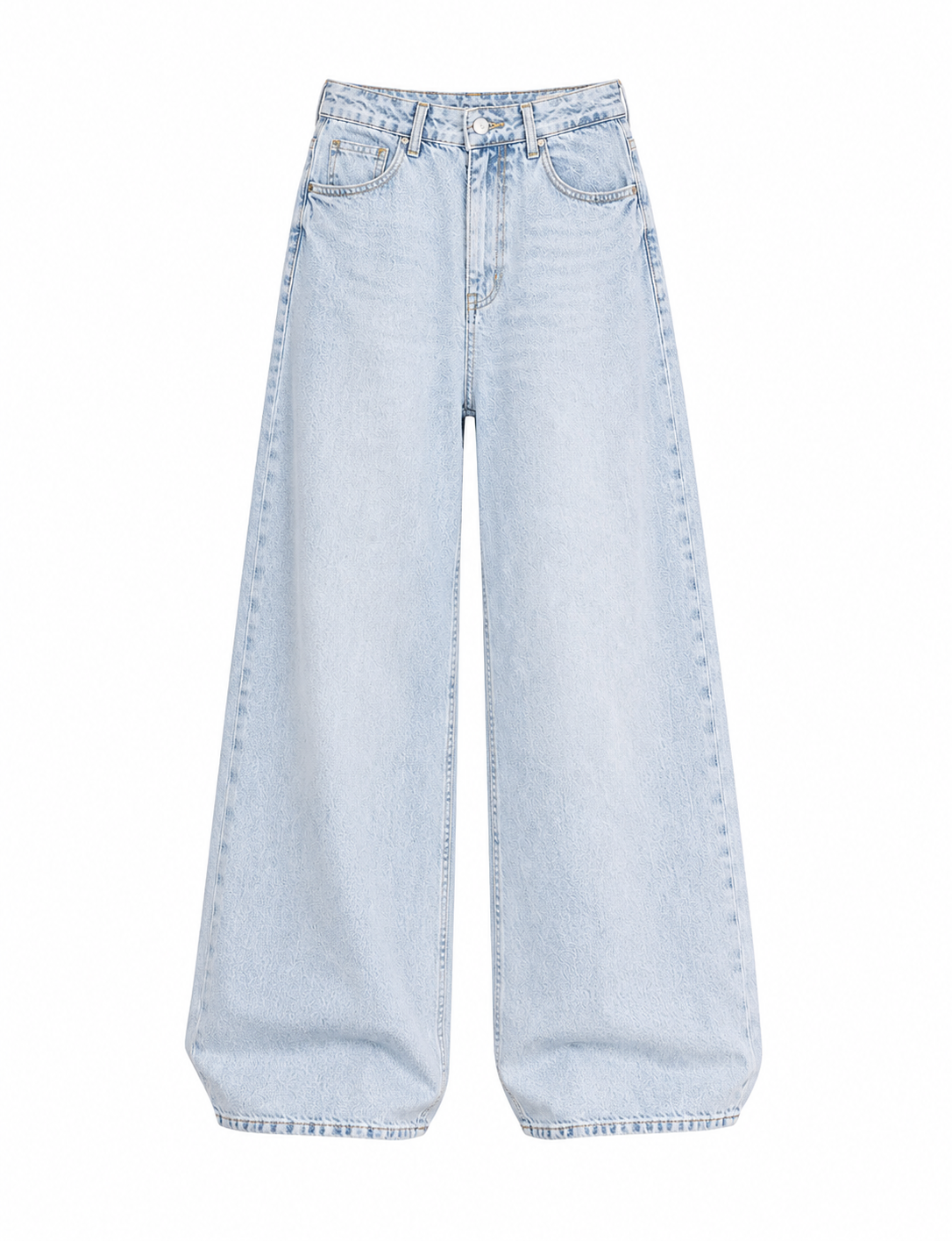 Light-wash wide-leg baggy jeans
