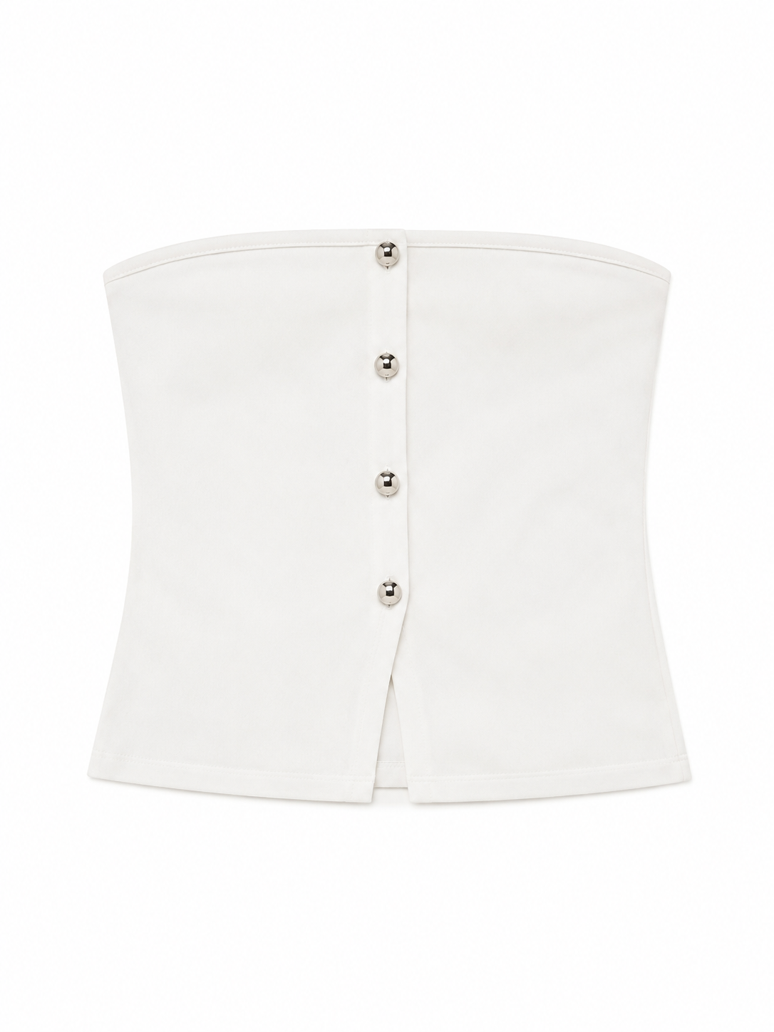 White strapless top with silver buttons