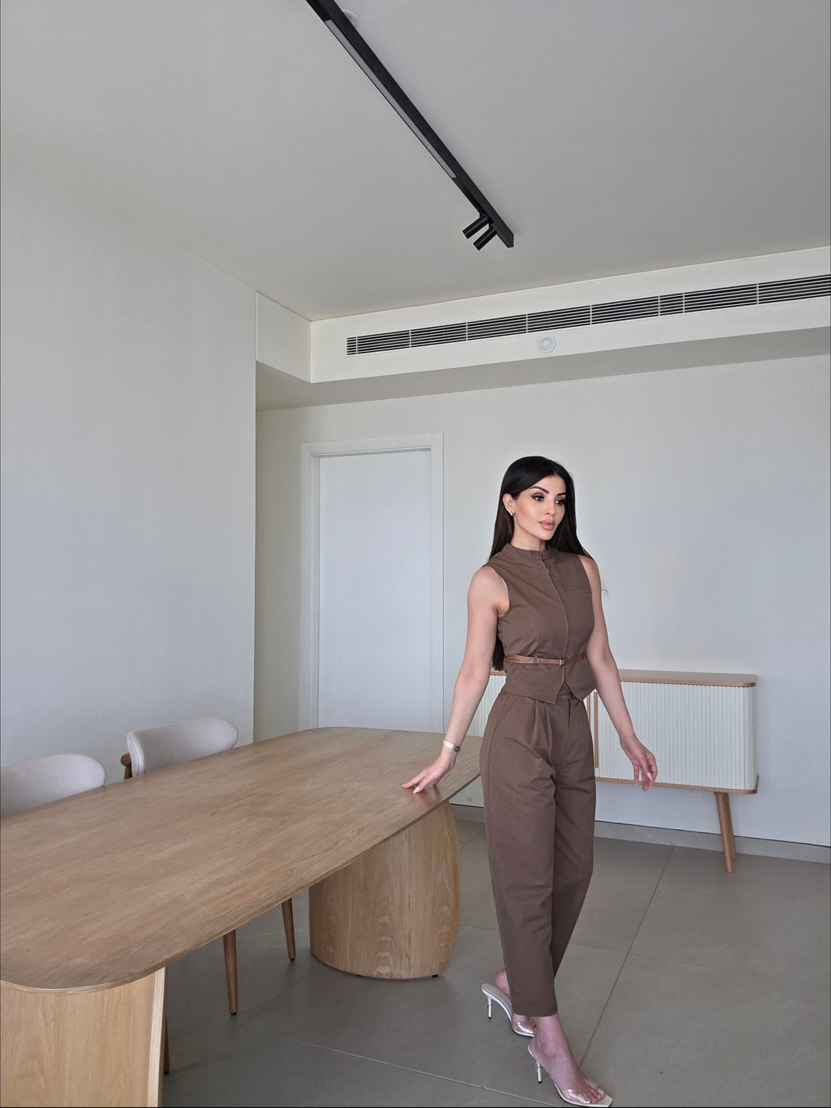Zippered vest pant set