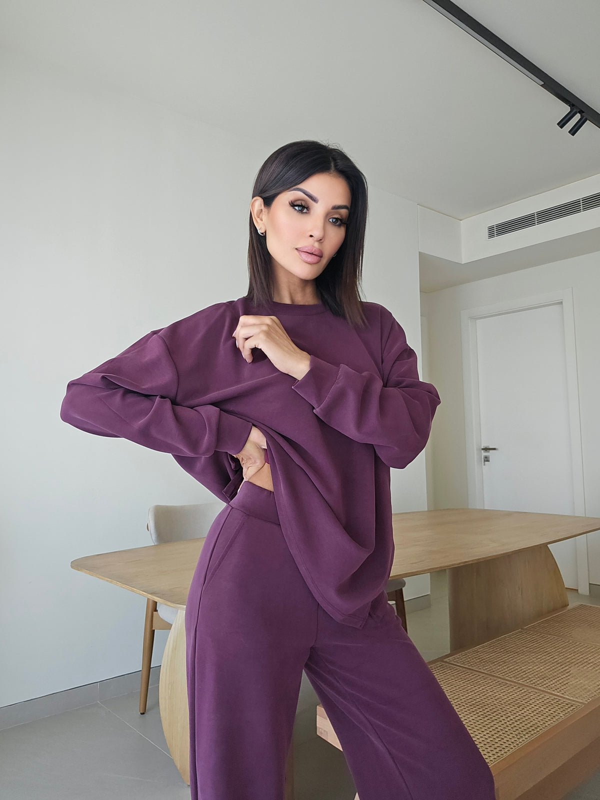 Oversized crewneck sweatshirt and wide-leg jogger co-ord set