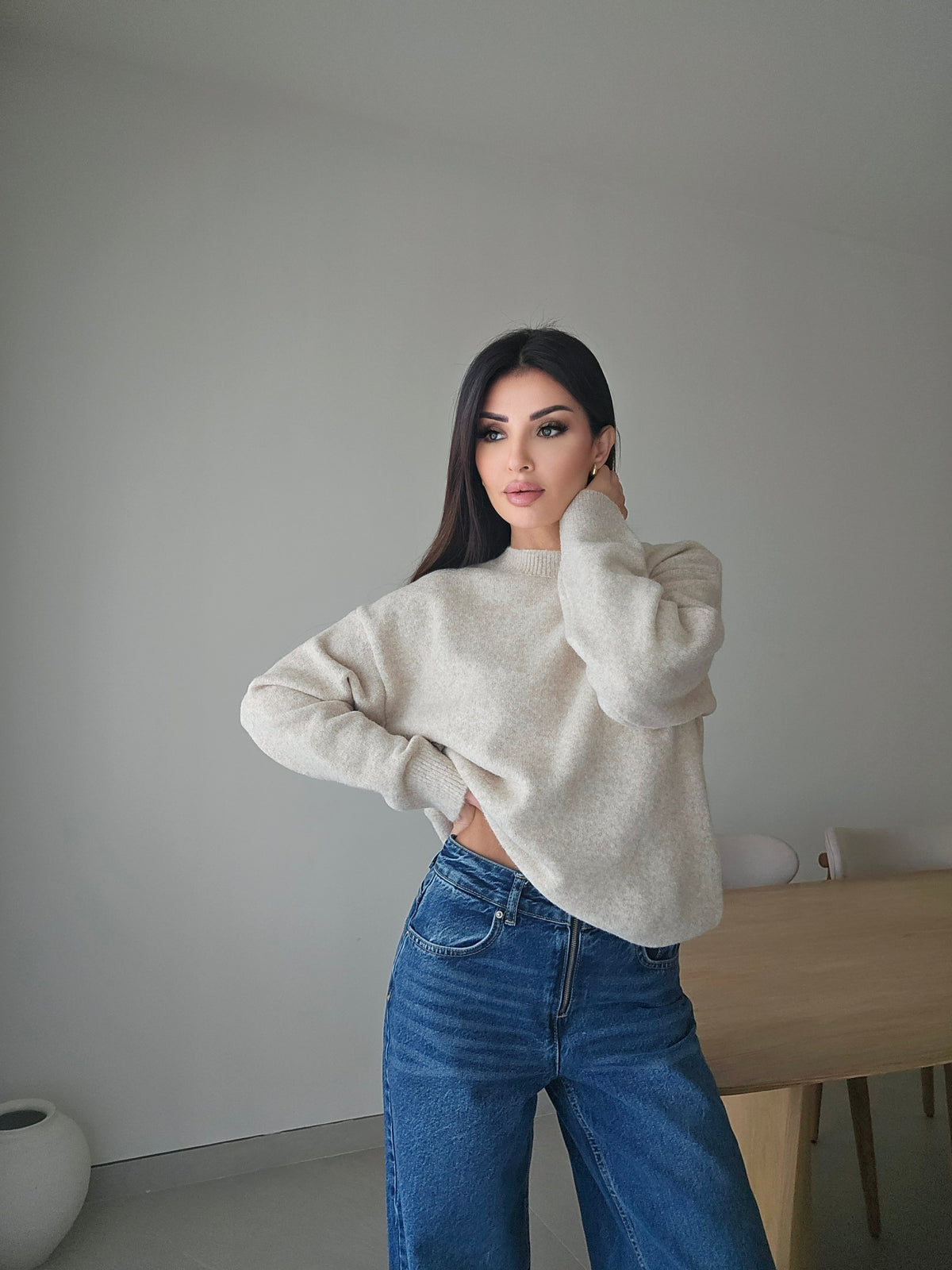 crewneck soft knit sweater