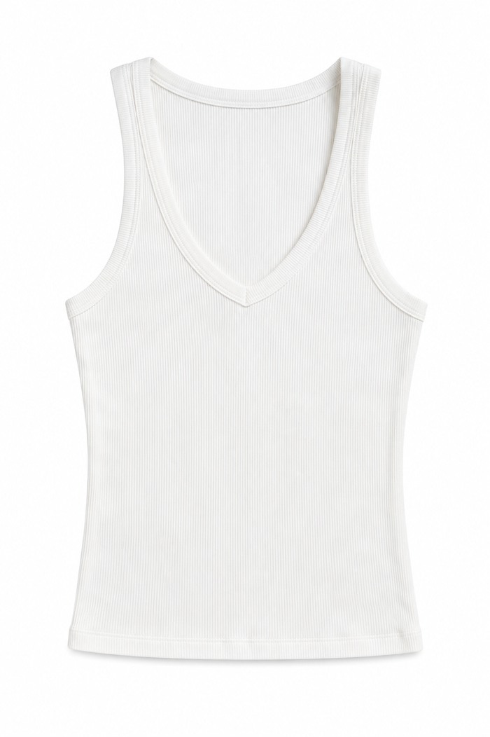 Cotton ribbed v-neck tank top