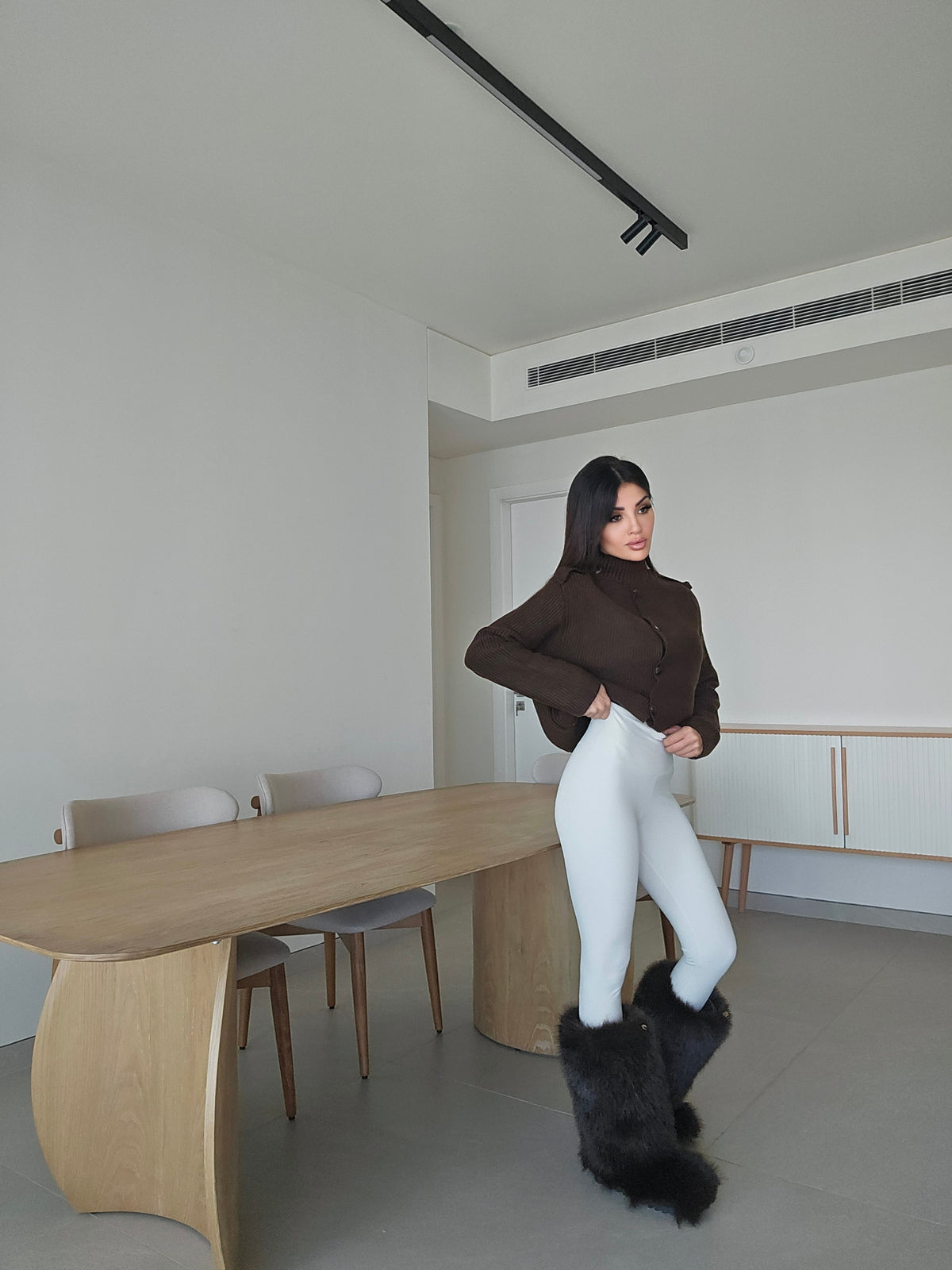 Fleece-lined high-waisted legging
