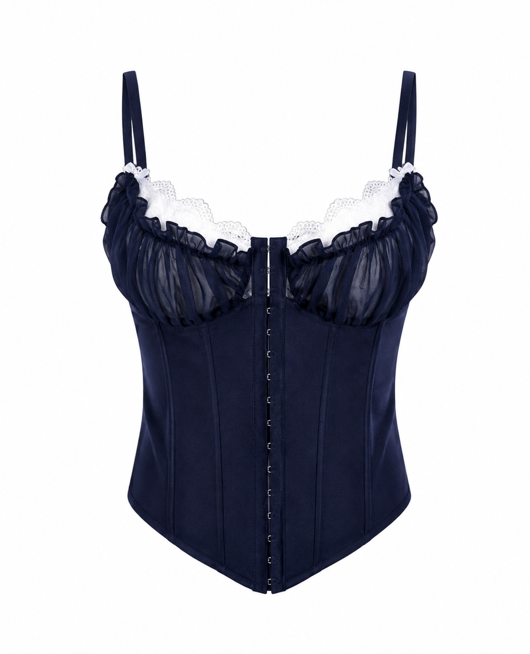 Ruffle lace buckle corset top