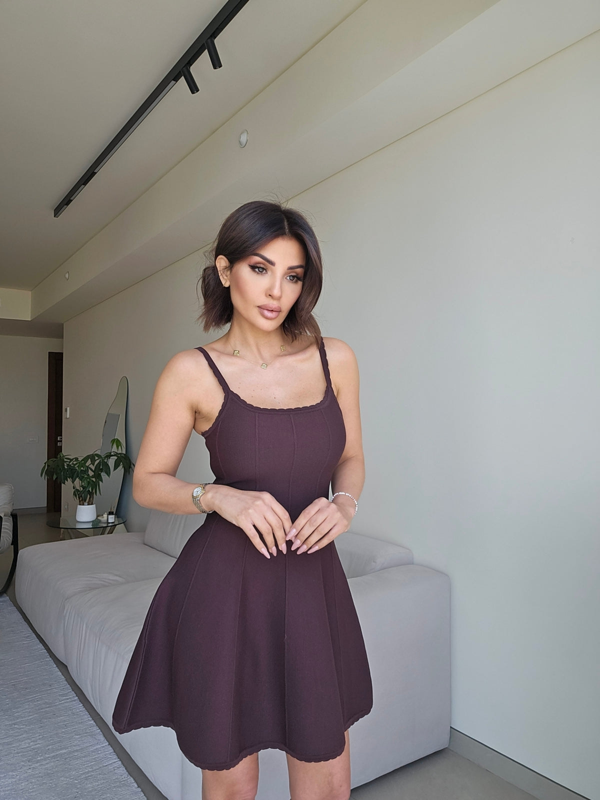 Knit princess-seam skater dress