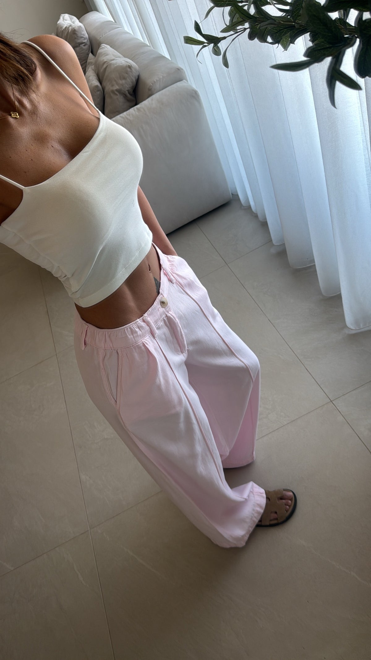 Linen wide-leg pants