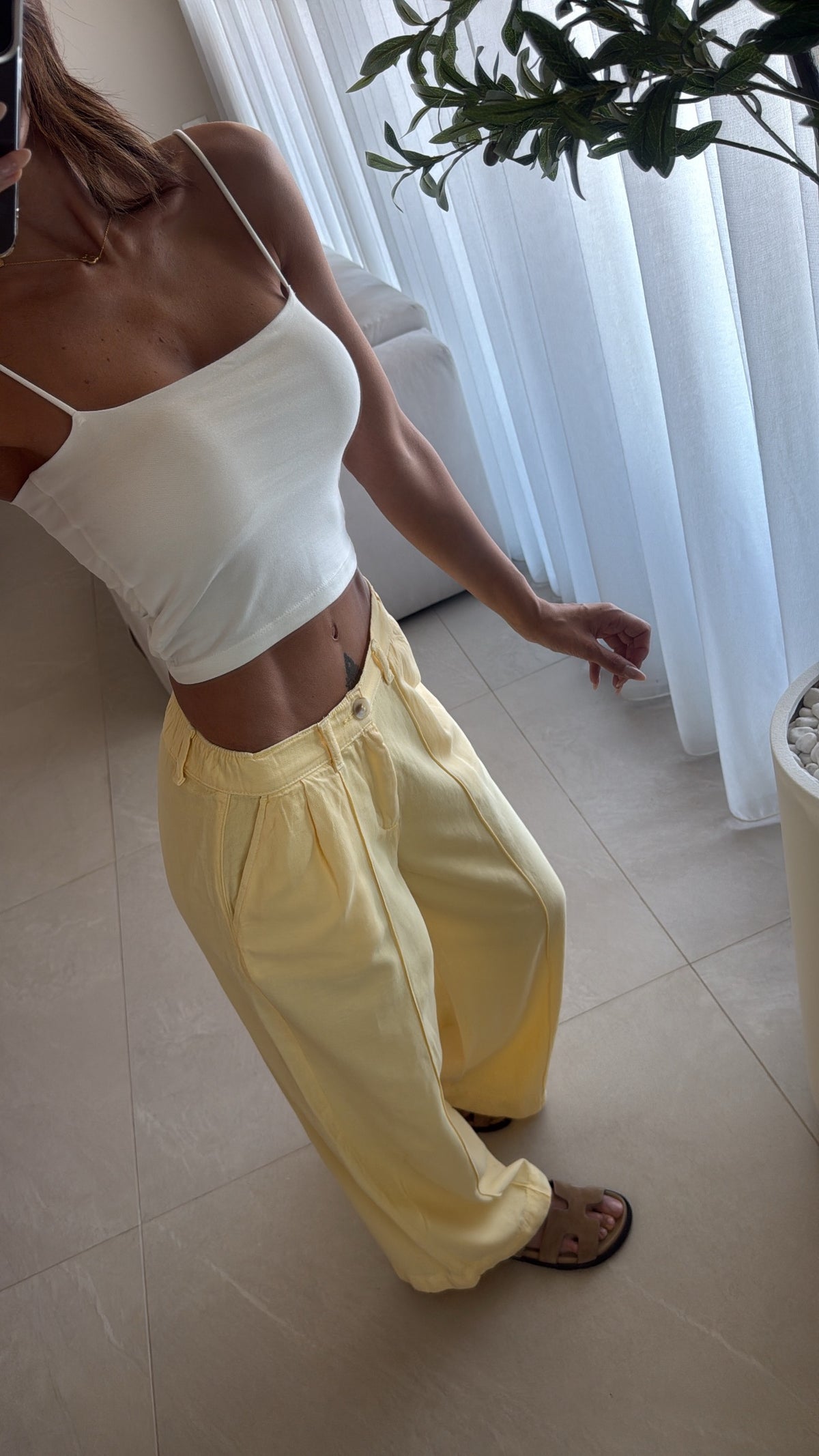 Linen wide-leg pants
