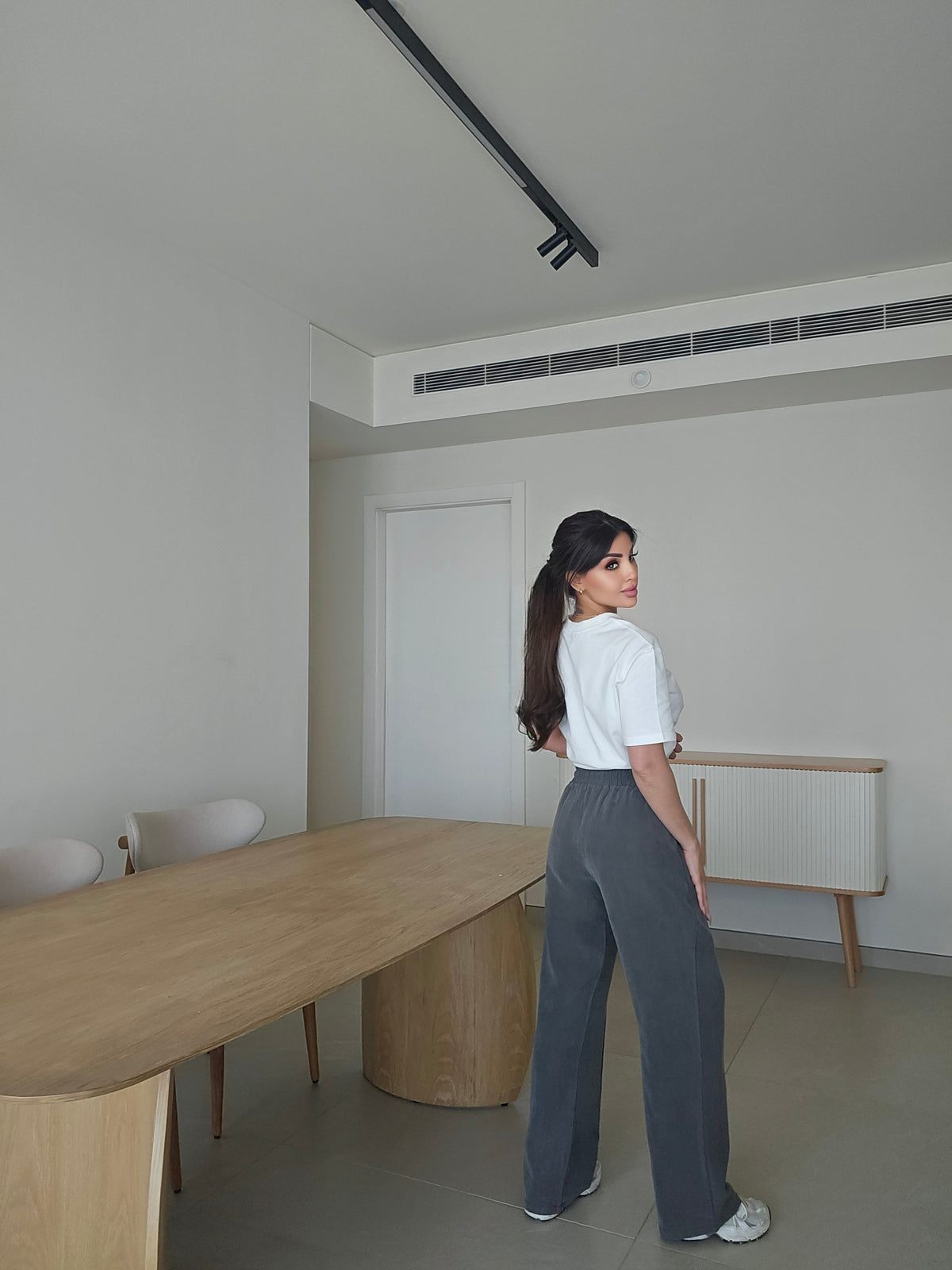 Wide leg tencel pants