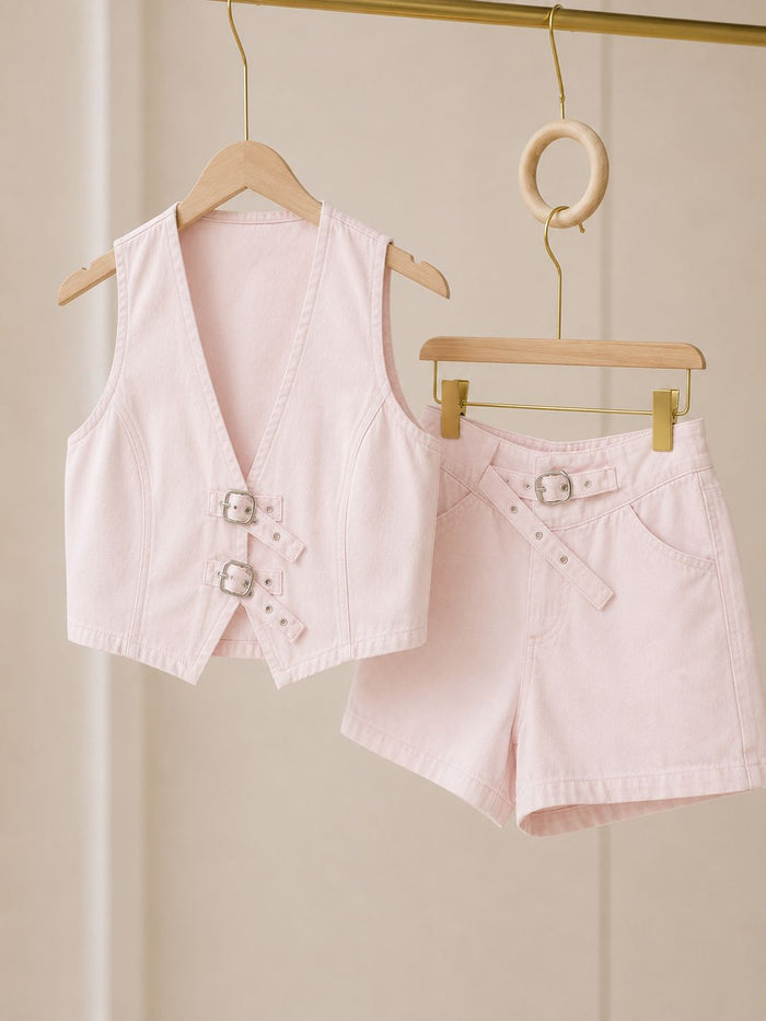 Denim shorts set