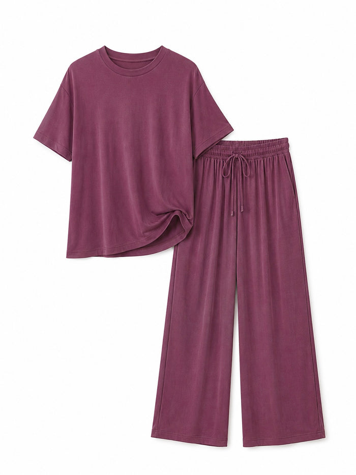 Plum-colored modal lounge set