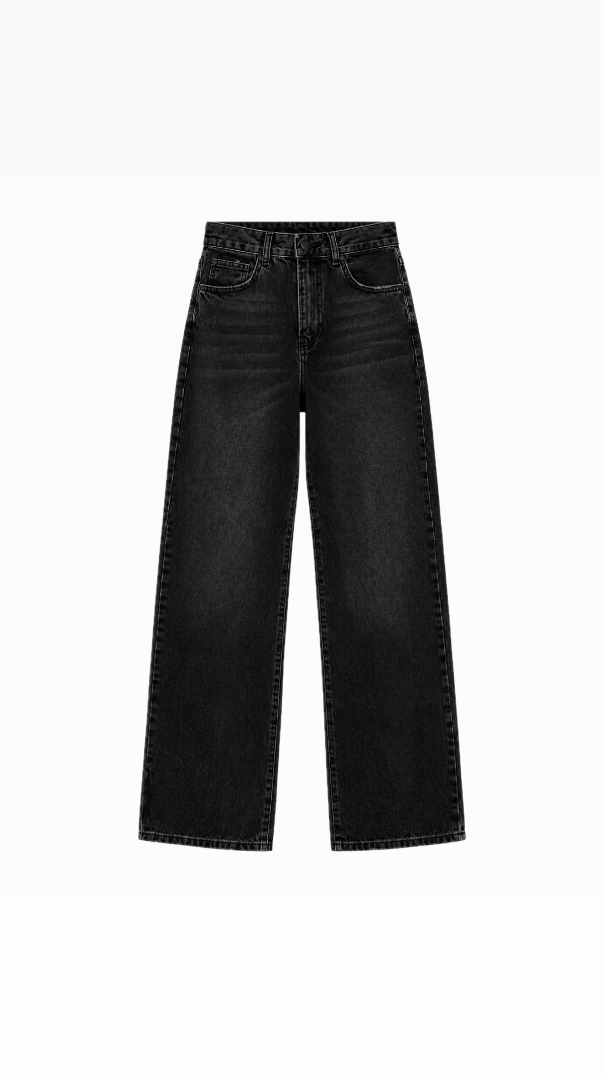 High-waisted straight-cut denim jeans
