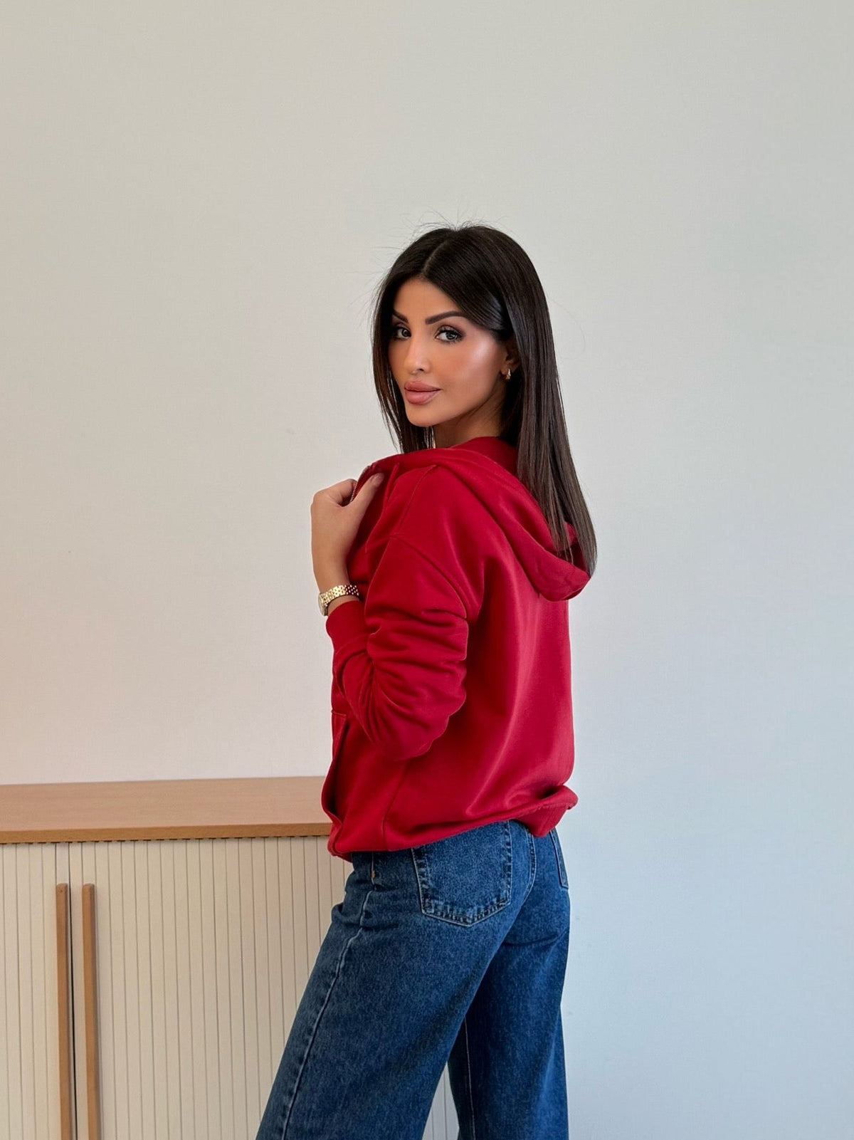 Regular-fit zip-up hooded sweatshirt