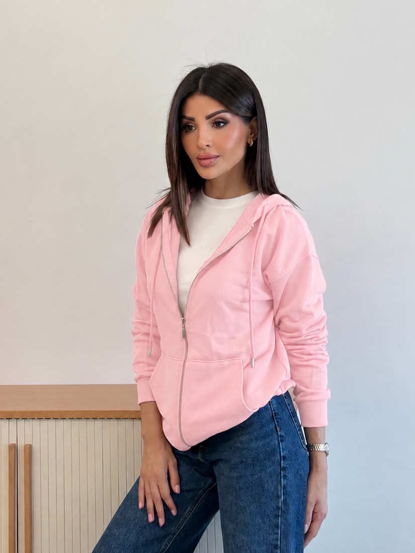 Regular-fit zip-up hooded sweatshirt