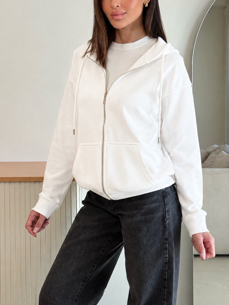 Regular-fit zip-up hooded sweatshirt