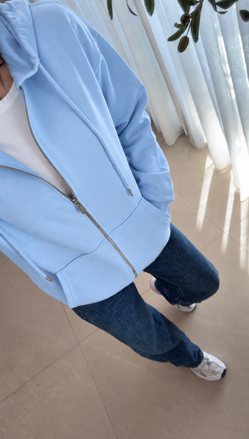 Regular-fit zip-up hooded sweatshirt
