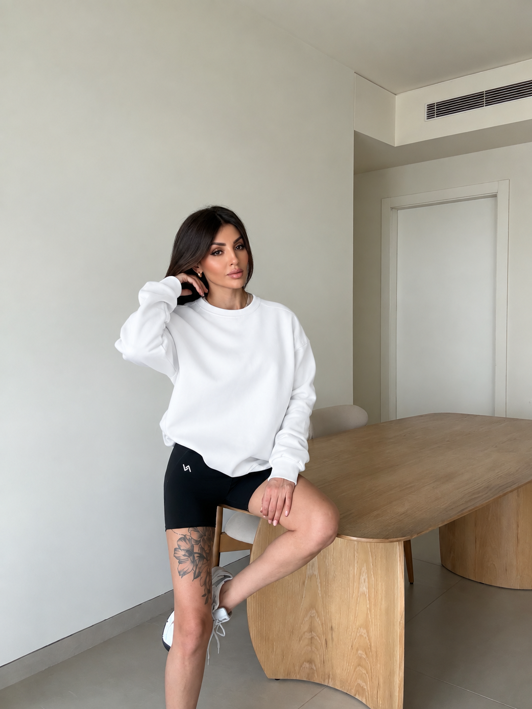 Fleeced crew-neck