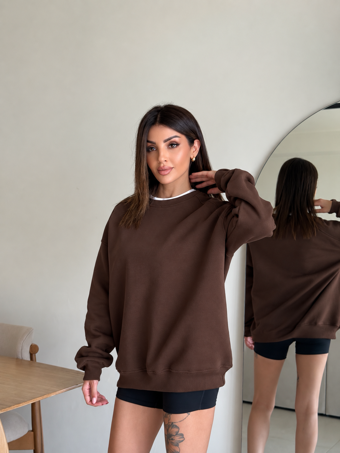 Fleeced crew-neck