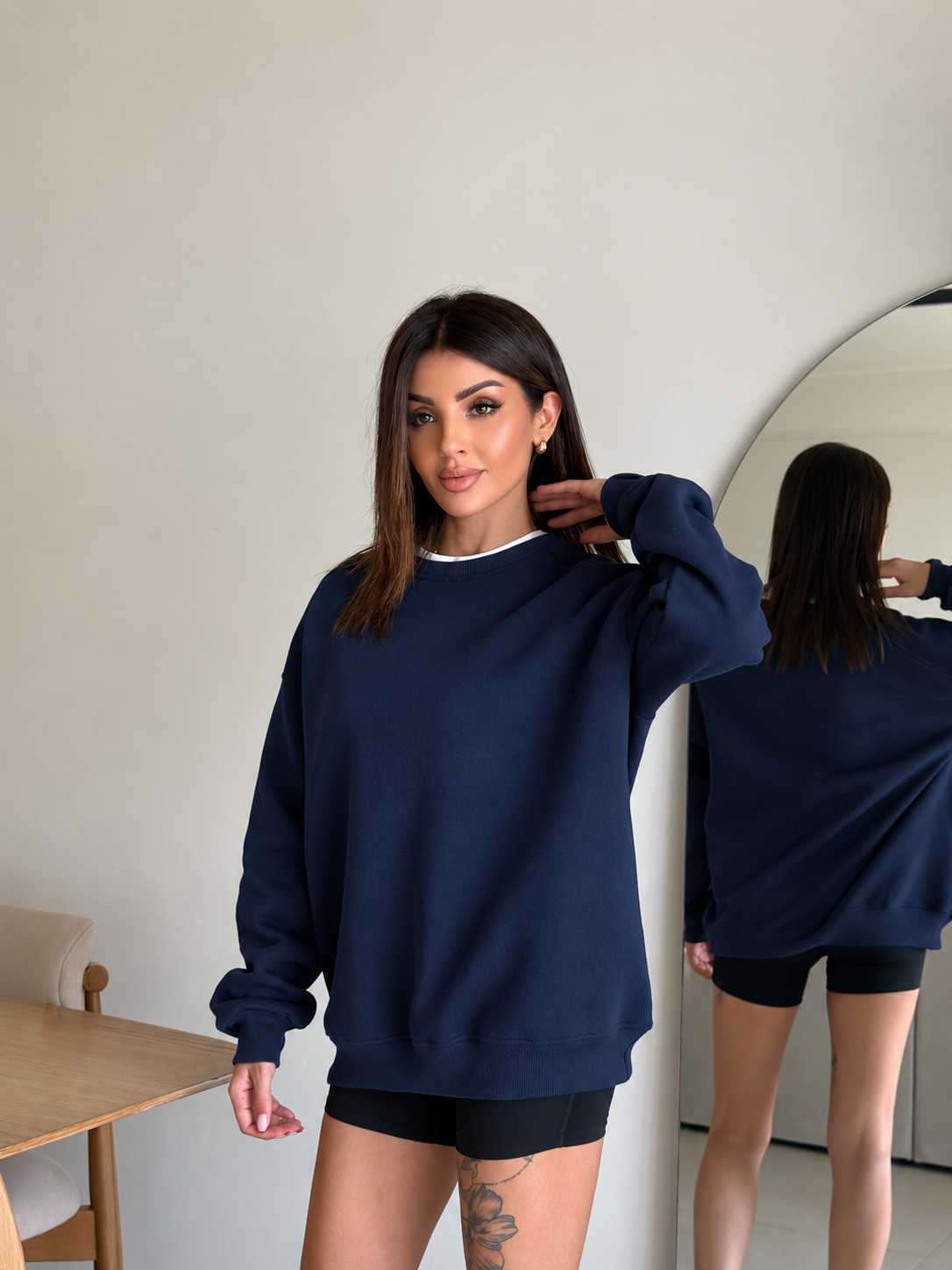 Fleeced crew-neck