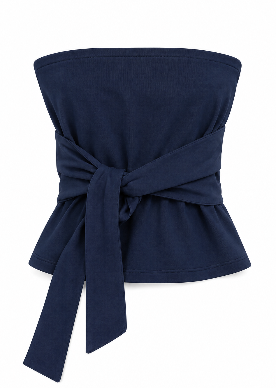 Strapless tie-front peplum cotton tube top