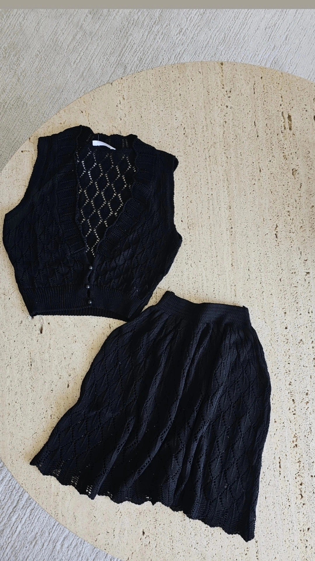 Black knit matching co-ord beachwear set