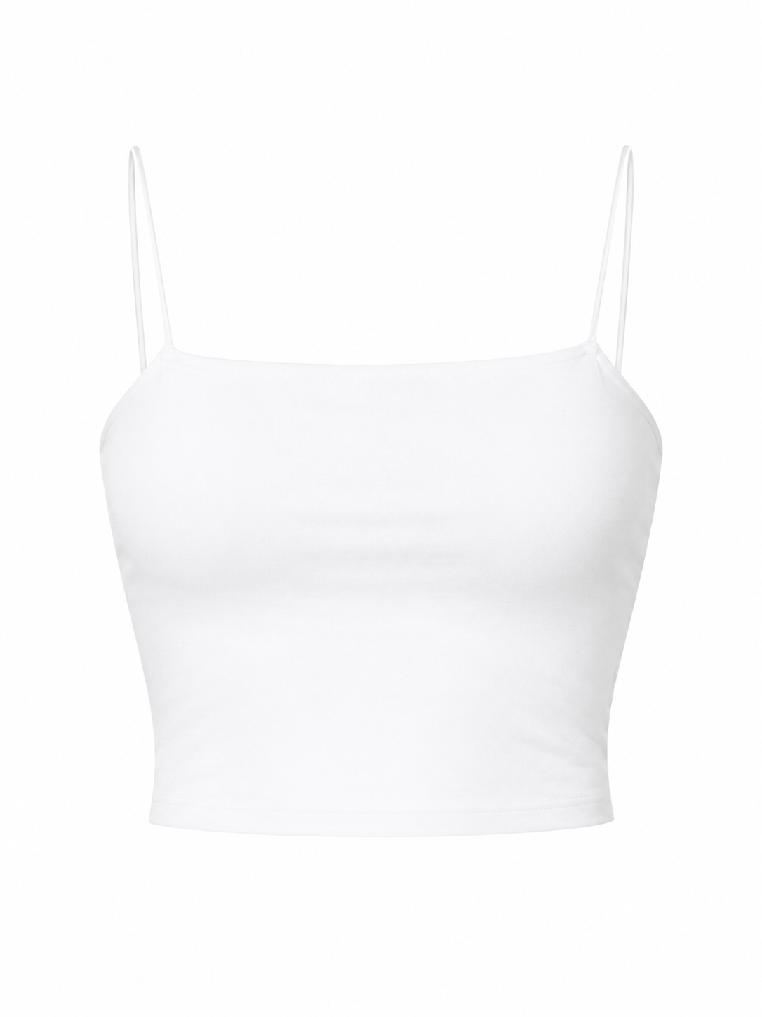 White strappy cotton padded crop top