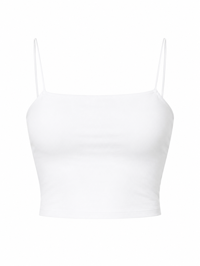 White strappy cotton padded crop top
