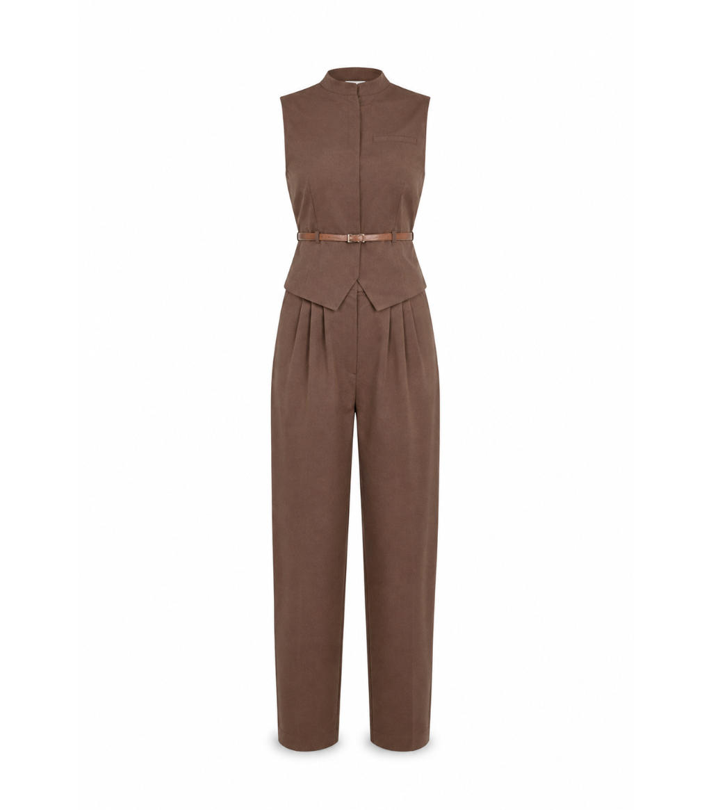 Zippered vest pant set