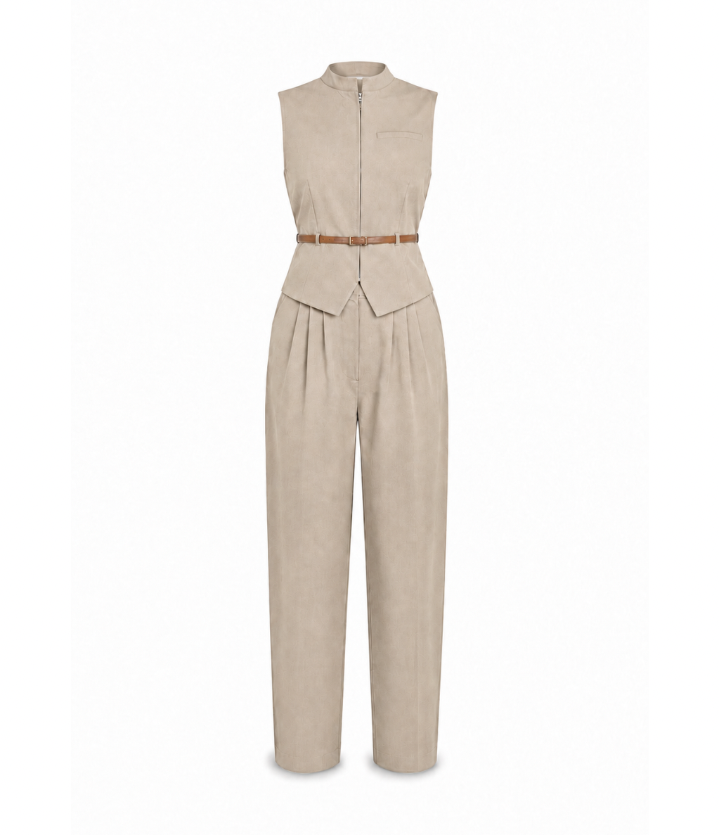 Zippered vest pant set